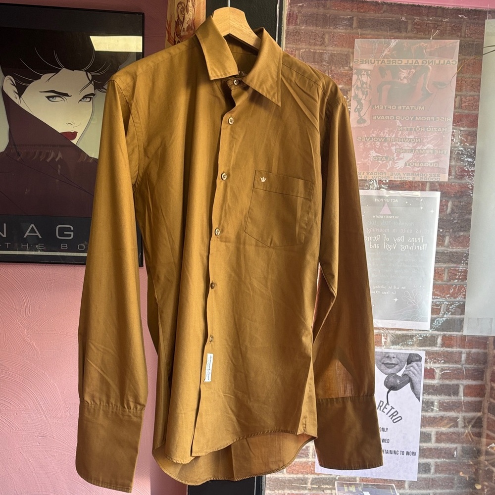 Vintage Prince Nino Men's Brown Casual Button-Down Shirt
